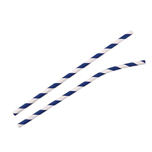 Papieren Rietjes 6x195 mm Blauw met Buigbare Hals, 100 Stuks